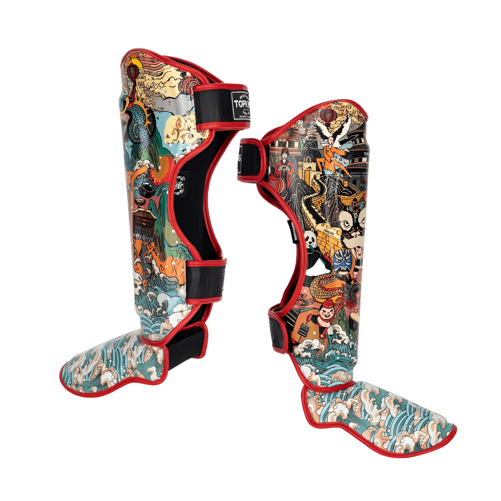 Top King Shin Guards Chinese Culture Red - Image 3