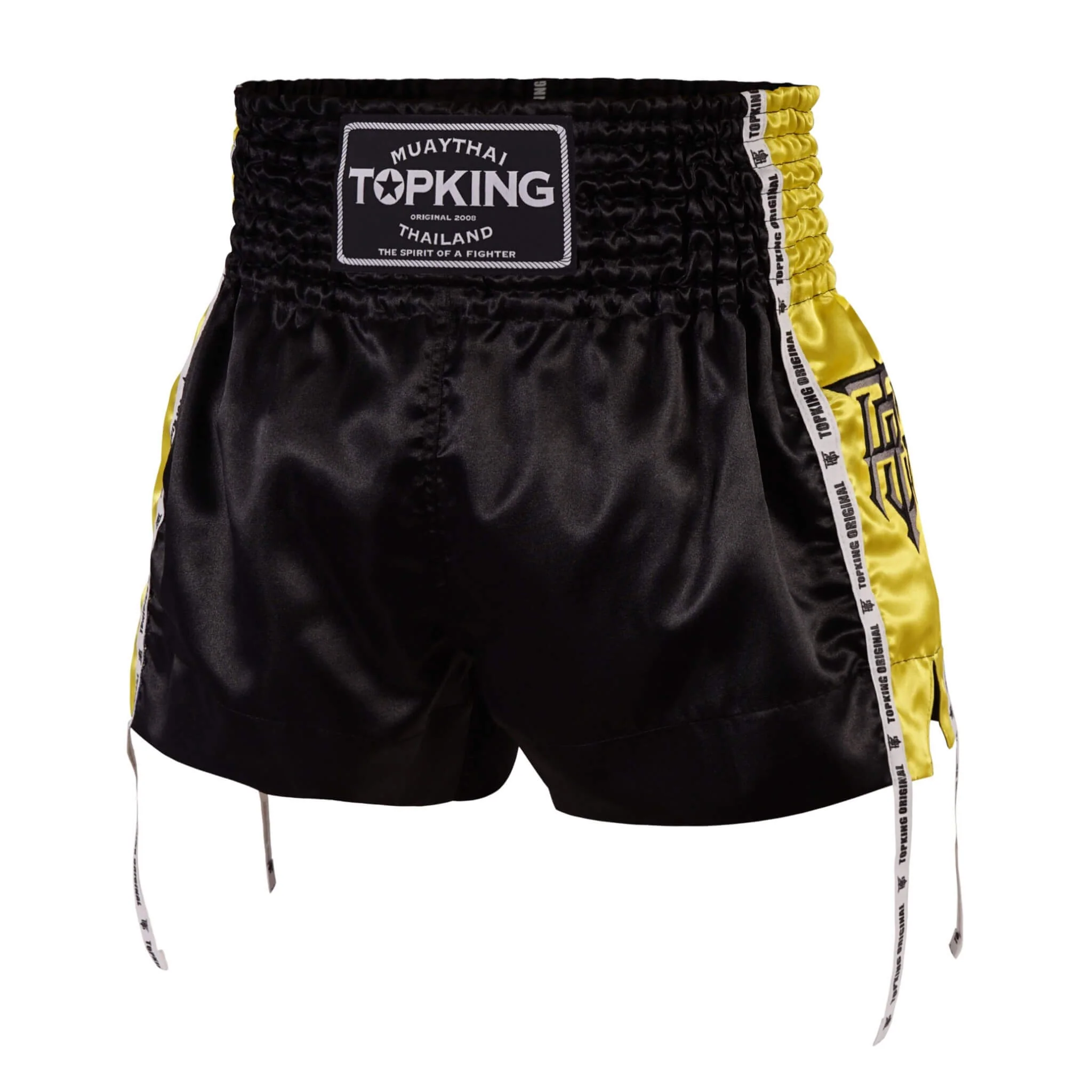 Top King Muay Thai Shorts | Black & Yellow