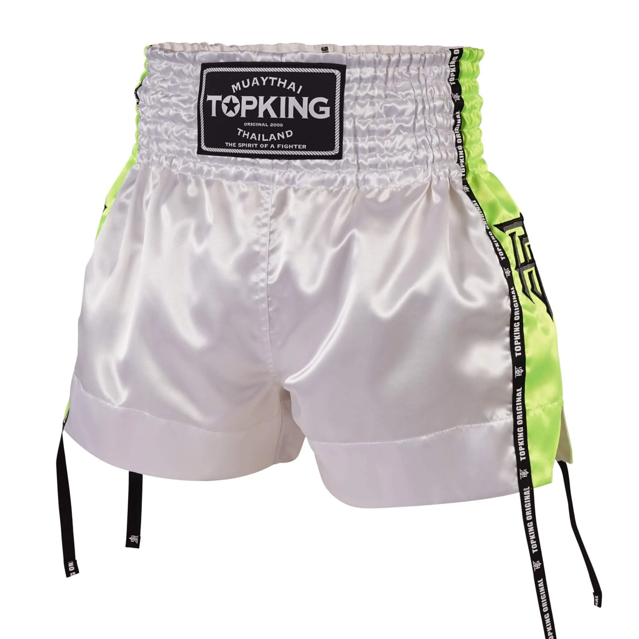 Top King Muay Thai Shorts | White & Green